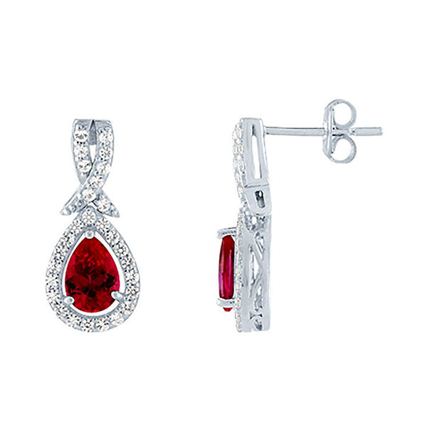 Ruby & White Sapphire Earrings